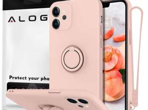Silikon Hülle Ring Ultra Slim Alogy für iPhone 12 6.1 Pink