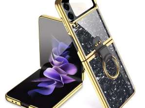 Hangulatgyűrű tok Samsung Galaxy Z Flip 4 fekete/arany készülékhez