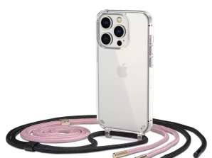 Flexair-ketjukotelo Apple iPhone 14 Pro Max mustalle ja vaaleanpunaiselle