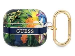 Guess GUA3HHFLB AirPods 3 cover blauw / blauw Flower Strap Collection