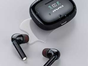 AWEI Bluetooth 5.2 Sport Headphones TA8 TWS + Docking Station Black