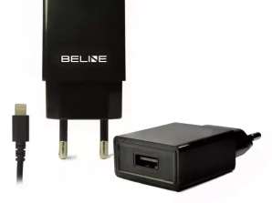 Beline 1xUSB + lightning 1A φορτιστής τοίχου μαύρο/μαύρο iPhone 5/6