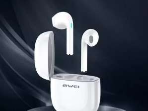 Ακουστικά AWEI Bluetooth 5.0 T28 TWS + Docking Station Λευκό