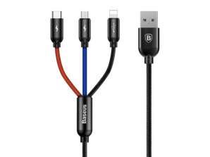 Baseus 3in1 iPhone micro USB USB-C 3.5A Tre Primär kabel 120cm