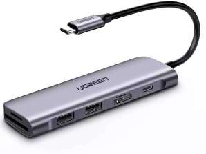 Adapter 6in1 UGREEN CM195 Hub USB-C auf 2x USB 3.0, HDMI, SD/microSD, 10