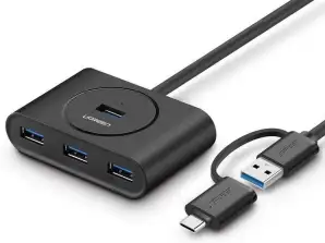 USB 3.0 + USB-C 3.1 UGREEN 4-port HUB, OTG (Black)