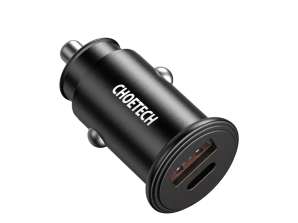 Choetech High Speed Double Port Car Charger PD USB Type+QC3.0