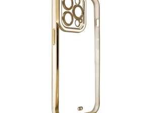 Модний чохол для Айфона 12 Гелевий чохол із золотою рамкою білого кольору