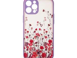 Designové pouzdro pro iPhone 13 Květinové pouzdro fialové