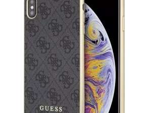 Guess GUHCI65G4GG iPhone Xs Max gris/gris Housse rigide 4G Collection