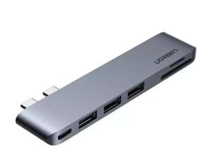 Çok füksiyonlu UGREEN HUB 2x USB Tip C - 3x USB 3.0 / TF / SD / USB T