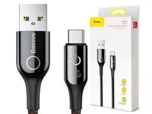 1m Baseus USB-C Typ-C Kabel QC Quick Charge C-förmiges Licht schwarz