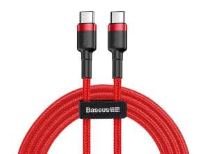 Kabel 2m Baseus Cafule 2x USB-C QC 3A PD rød