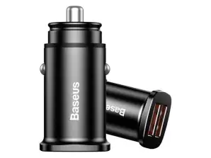 Chargeur de voiture Baseus QC ultra-rapide 2x USB 30W noir