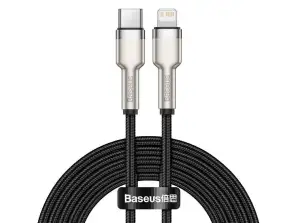 1m baseus kabel kovový USB-C typ C na blesk PD kabel 20W černý