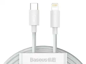 2x 1.5m Baseus-kabel USB-C Type C til Lightning PD 20W hvit