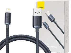 Baseus Crystal 1.2m кабел USB кабел за Lightning iPhone 2.4A черен