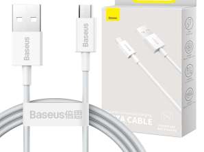 1m Baseus Câble supérieur durable USB vers micro USB câble 2A Blanc