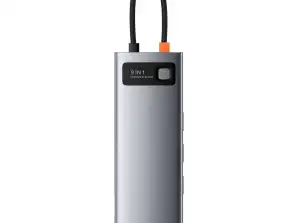 Baseus Metal Gleam Series 9in1 Hub, USB-C para 3x USB 3.0 + HDMI + USB-C