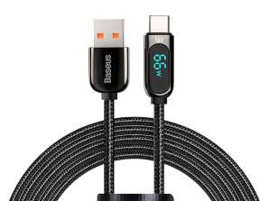 2m Дисплей Baseus Швидка зарядка кабелю USB-A до USB-C 66W 2m Чорний