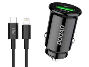 Dudao Fast Car Charger with USB QC3.0 Ports + Type C PD Charm