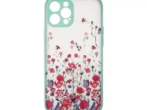 iPhone 12 için Tasarım Kılıf Kılıfı Açık Mavi Çiçek Kılıfı
