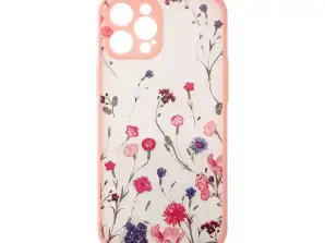 Design Case etui do iPhone 13 Pro Max pokrowiec w kwiaty różowy