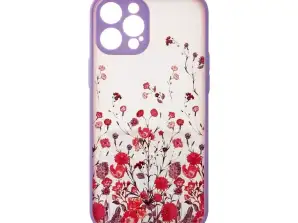 iPhone 12 Pro Max için Tasarım Kılıf Kılıfı Mor Çiçek Örtüsü