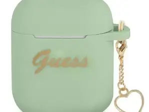 Guess GUA2LSCHSN AirPods couvercle vert / vert Silicone Charm Heart Coll