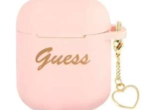 Guess GUA2LSCHSP AirPods 1/2 Cover pink/pink Silikon Charm Collecti