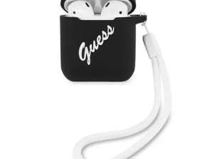 Guess GUACA2LSVSBW AirPods cover zwart & zwart wit Silicone Vin
