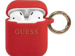 Guess GUACCSILGLRE AirPods couvrent rouge / rouge Silicone Glitter