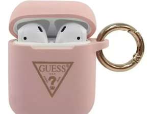 Guess GUACA2LSTLPI AirPods cover pink/pink Silicone Triangle Logo