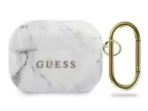 Guess GUACAPTPUMAWH AirPods Pro capa branco/branco Marble Collection