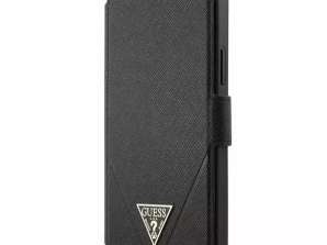 Guess GUFLBKP12SVSATMLBK iPhone 12 mini 5,4 » livre noir / noir Saffian