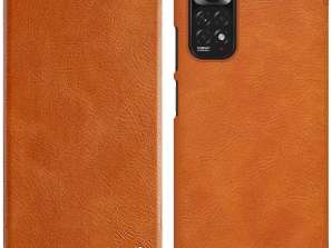 Nillkin Qin deri kılıf kılıf Xiaomi Redmi Note 11S / Note 11 kahverengi