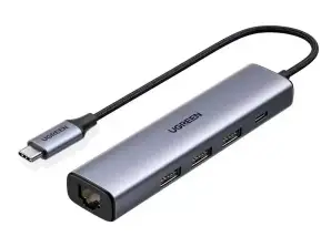 Ugreen daudzfunkcionāls USB tipa C HUB adapteris - 3 x USB / Ethernet RJ-45