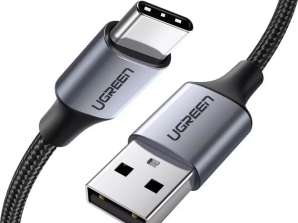 Uzelený kábel Rýchle nabíjanie USB na USB typu C 3.0 3A 2m šedá (601
