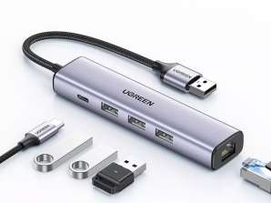 HUB UGREEN daugiafunkcinis adapteris HUB USB 3.0 - 3 x USB / Ethernet RJ-