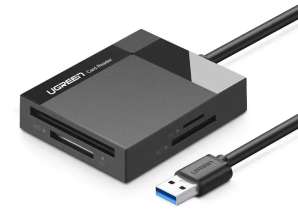 UGREEN USB 3.0 SD / micro SD / CF / MS atminties kortelių skaitytuvas juodas (30