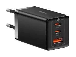 Baseus GaN5 Pro 2xUSB-C + USB charger, 65W (black)