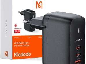 Väggladdare GaN 65W Mcdodo CH-0291 2x USB-C, USB-A (svart)