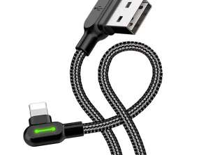 Kabel USB do Lightning kątowy Mcdodo CA 4674 LED  0.5m  czarny