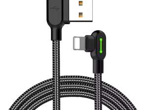 USB kabelis zibens, Mcdodo CA-4679, leņķis, 3m (melns)