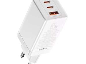 Baseus GaN3 Pro wall charger, 2xUSB-C + USB, 65W (white)