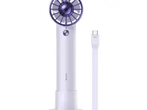 Baseus Flyer turbīnas pārnēsājamais rokas ventilators + USB-C kabelis (violets)