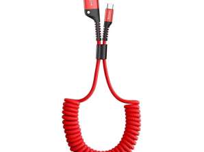 Kabel USB do USB C sprężynowy Baseus Spring 1m 2A  czerwony