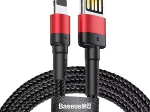Baseus Cafule 2.4A 1m Lightning USB kabelis (dvigubai raudonas) (B&Red)