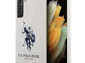 Puzdro na telefón US Polo Silikónové logo pre Samsung Galaxy S21 biela/svätodušná