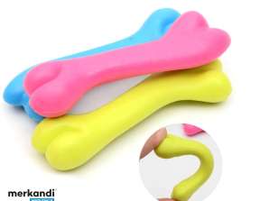 Hundekauknochen-Gummispielzeug zum Apportieren - Langlebig, ungiftig, leuchtende Farben, 12 cm